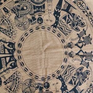 Tan and Black Tribal Print Fabric Two Panels 24x25 $10 A Piece Burlap Material